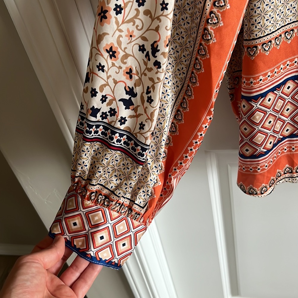 NWT Meritt Dig Deep Down Button Up In Orange Curves. - Picture 9 of 11